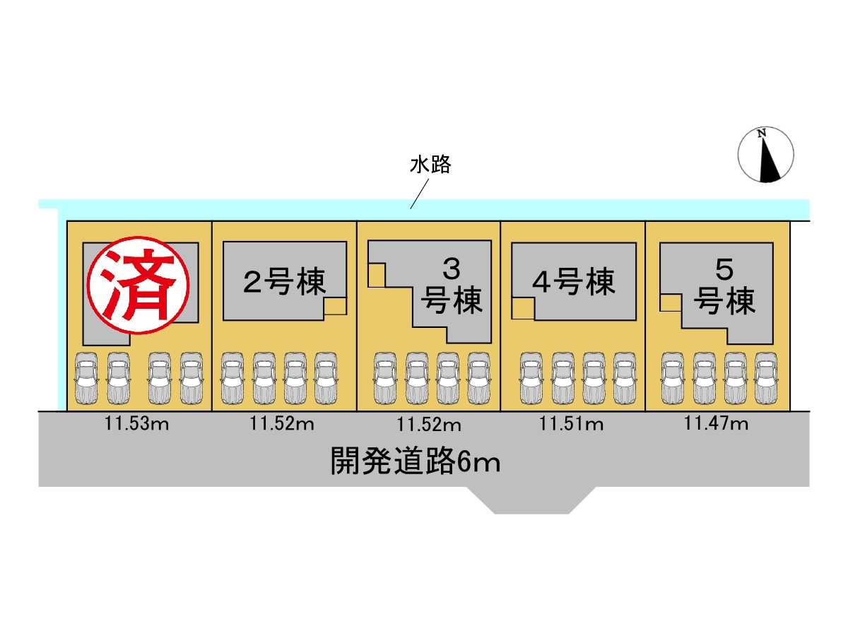 リーブルガーデン　岐阜市西鶉6丁目　全5区画分譲の区画図|■区画図
■YAMADA電機の　ヤマダ不動産　株式会社リライフ　
いつでもお問合わせ下さい。