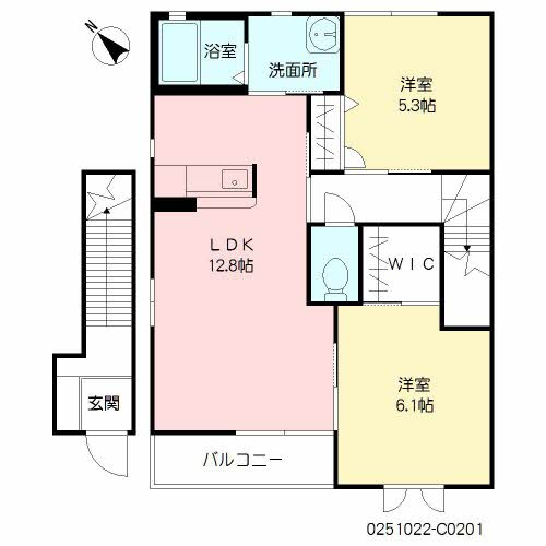 直方市大字上頓野のアパートの間取り