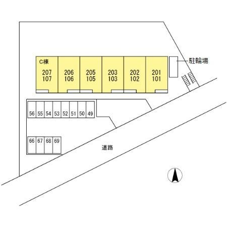 サニープレイス十一屋　Ｃ棟の区画図