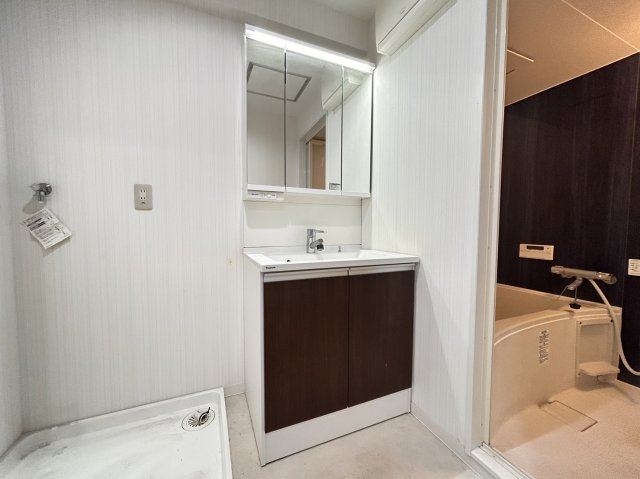 グラン・パレ六甲の独立洗面台|３面鏡裏にも収納スペースございます！