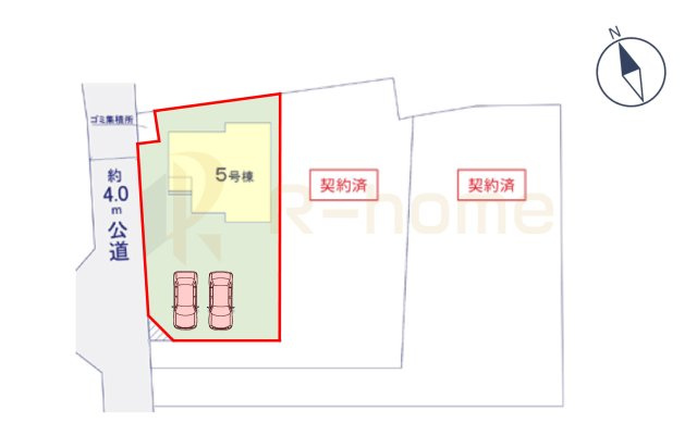 牛久市牛久町7期　新築戸建て　5号棟の区画図|大きなお買い物だからこそ、メリット・デメリットを伝えさせて頂きます。
R-homeにお任せください♪
