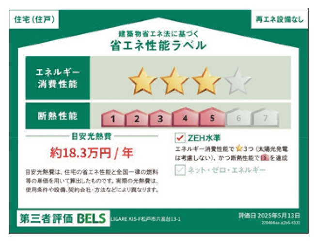 【省エネ性能ラベル】 | 松戸市六高台５丁目新築戸建【六実小学校：5分】 | 省エネ性能ラベル・ZEH水準