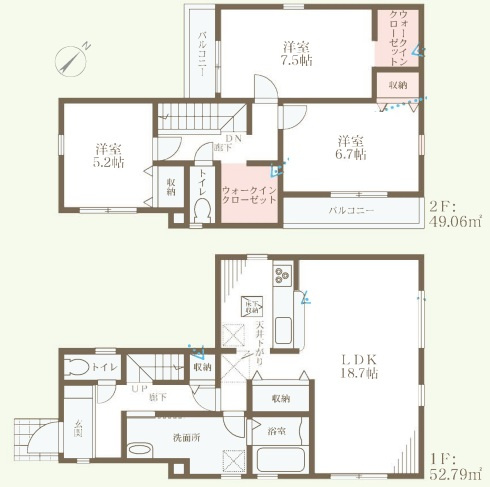 「長期優良認定物件」「LDK18.7帖」魚住町西岡21期　1棟の間取り