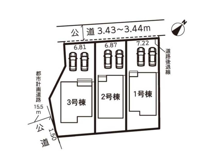 【区画図】 | 知多市八幡堀切　3号棟