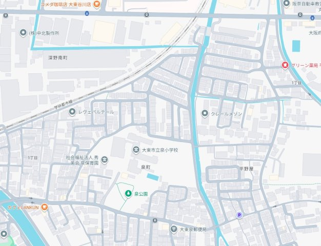 大東市泉町　中古一戸建ての地図