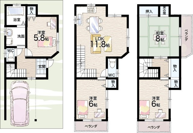 大東市泉町　中古一戸建ての間取り