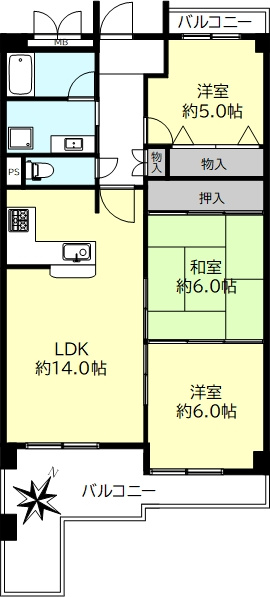 ユニライフ明石魚住の間取り
