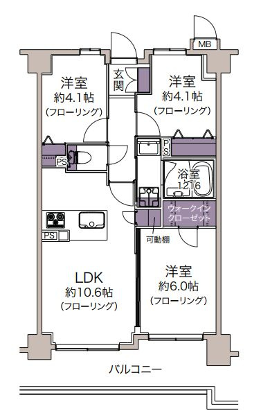 仲介手数料無料　シャルマンコーポ東所沢の間取り