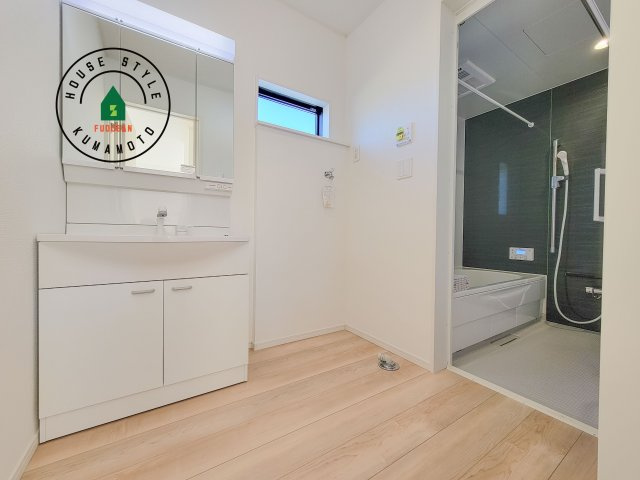 合志市野々島第2-1棟（1号棟）の脱衣所|脱衣所、洗面所は小さなプライベートスペース。歯磨き、洗顔と毎日施す個人空間。