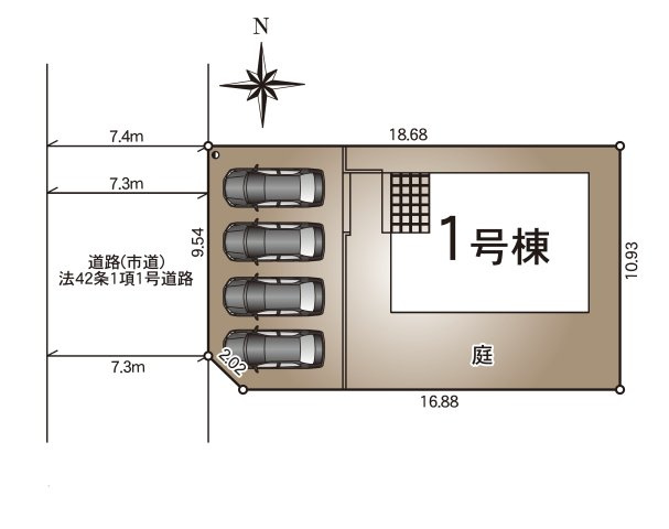合志市野々島第2-1棟（1号棟）の区画図|配置図（1号棟）