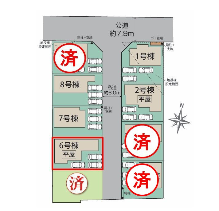 郡山市芳賀３丁目　　　６号棟　　　芳賀小学校、郡山第４中学区の区画図