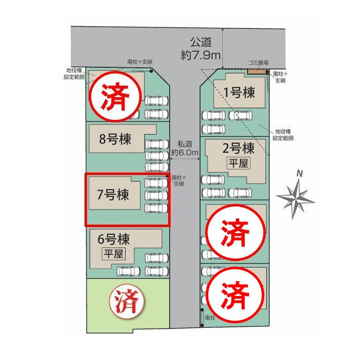 郡山市芳賀３丁目　　　７号棟　　　芳賀小学校、郡山第４中学区の区画図