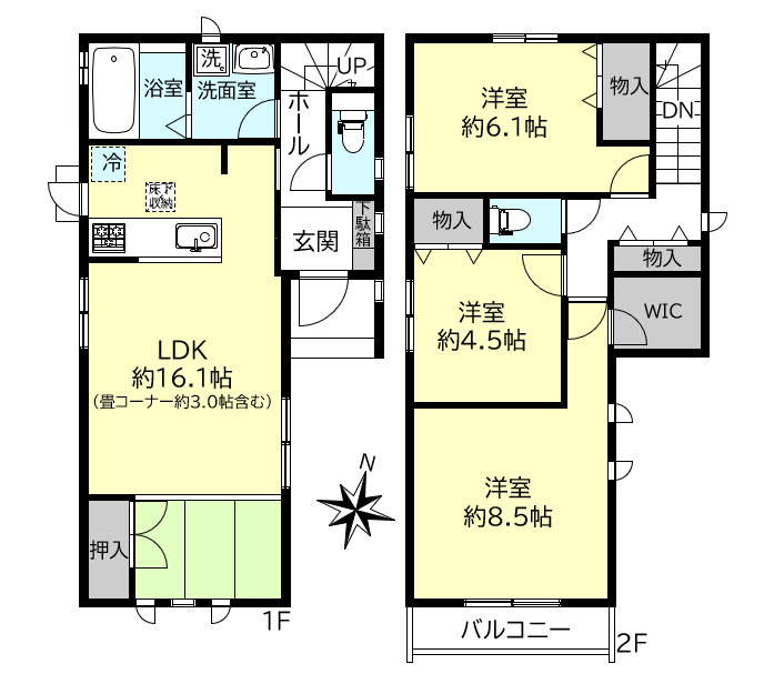 明石市西明石町２丁目新築戸建A号棟の区画図