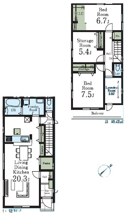LDKが広々20帖超の間取り|3LDK