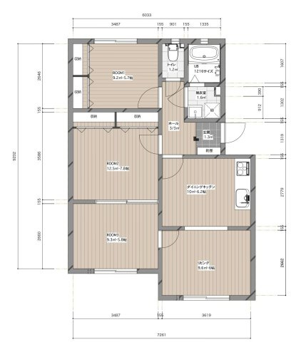 【間取り】 | サンシャイン大橋 | 約67㎡の2LDKはリビングも居室も程よい広さです。サービスルームも居室に使えそうです