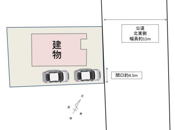 【区画図】 | 福岡市南区柏原６丁目　戸建て | 前面は2車線の道路ですが、あまり交通量は多くないので安心して駐車ができそうです