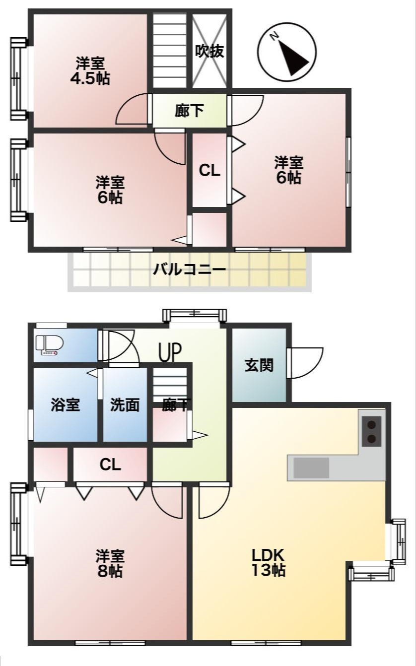 小山市中久喜カチタス施工中古物件の間取り