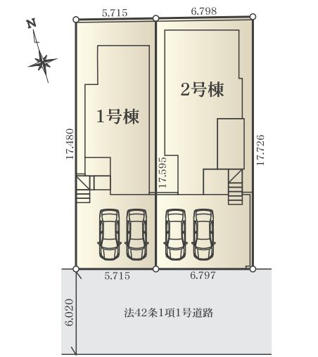 藤沢市石川新築戸建て　1号棟の区画図|区画図「藤沢市石川新築戸建て」