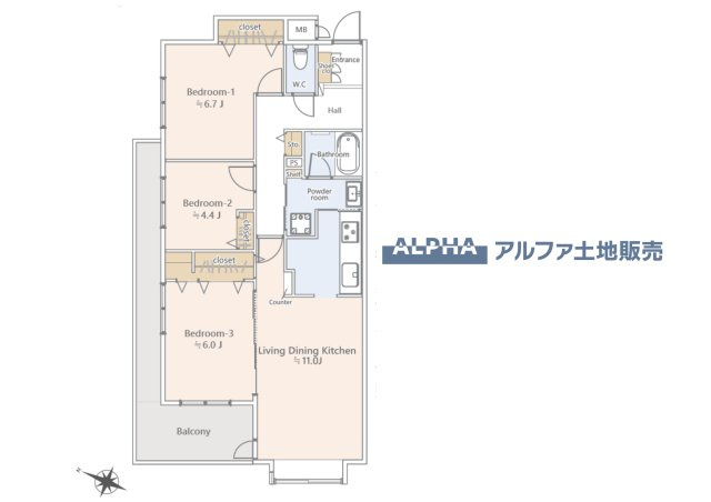 東急ドエルアルス永山Ⅱの間取り|【Floor plan】
◆採光と風◆家事導線も比較的良好で、採光と風通しの良さで過ごしやすい麗(うら)らかな気分にさせてくれるリビングダイニングルーム