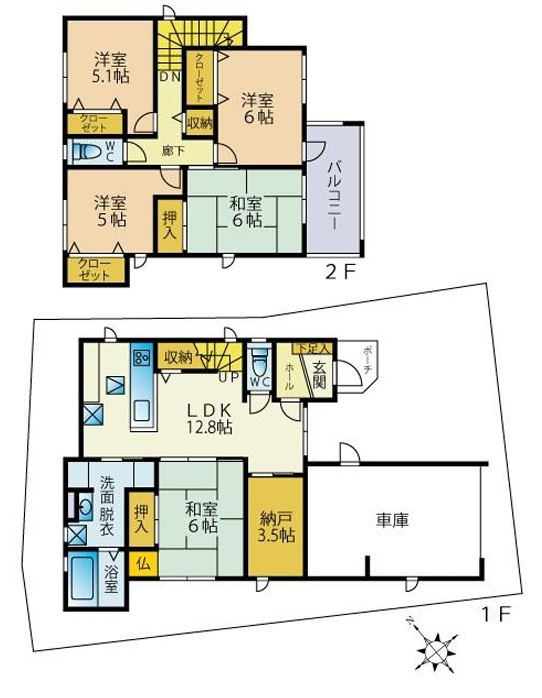 シャッターガレージ付き・５LDK・魚住町清水　築６年の間取り