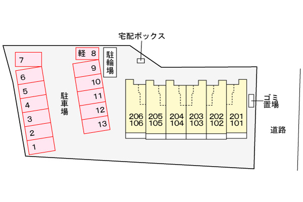 プレミアコート　上高津の区画図|駐車場