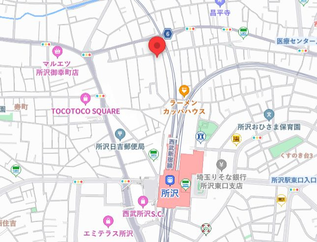 仲介手数料半額　アイディコート所沢ブリエ　最上階の地図
