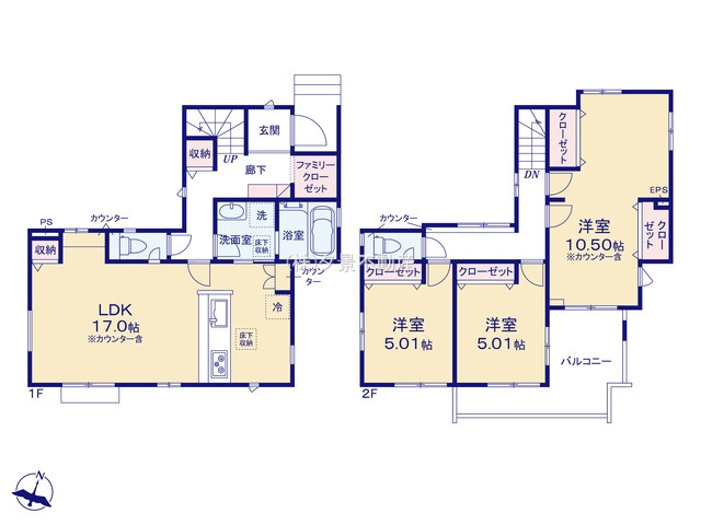 【間取り】 | 《仲介手数料無料》緑区大字中尾431(8号棟)新築一戸建てブルーミングガーデン
