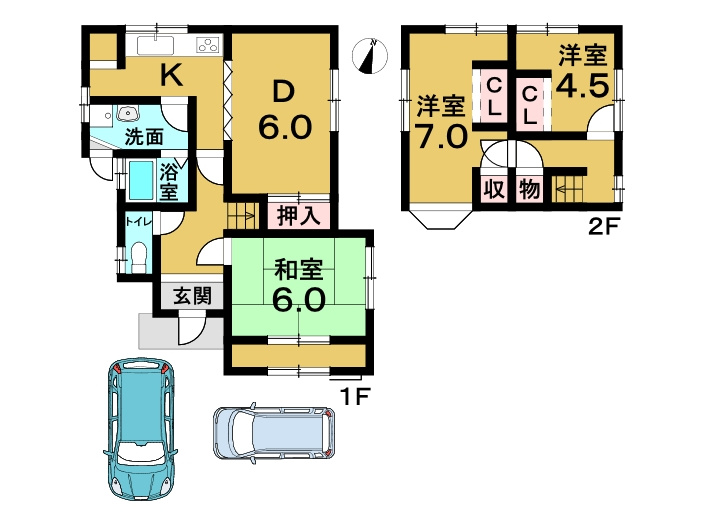 借家　亀岡市下矢田町東法楽寺の間取り