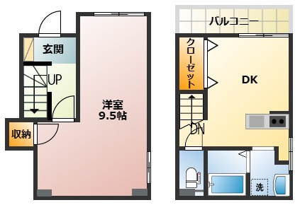 【間取り】 | １ＤＫのメゾネットタイプ！