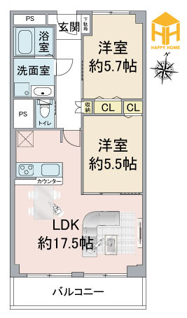 財形吹田ハイツの間取り|※現況と図面が異なる場合現況を優先いたします。