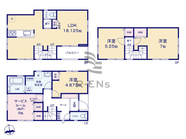 【間取り】 | 練馬区大泉町４丁目　新築戸建て | 贅沢な広い玄関ホール、収納も豊富な嬉しい間取りです