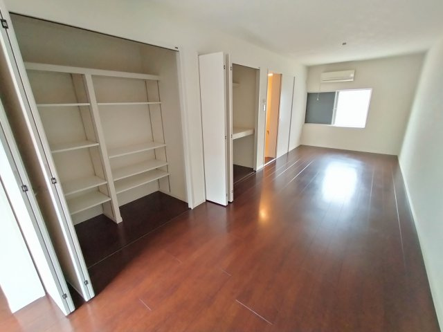 林寺４丁目中古テラスの居間・リビング|大容量のクローゼットがあります。収納家具を置く必要がありませんのでお部屋をすっきりお使いいただけます