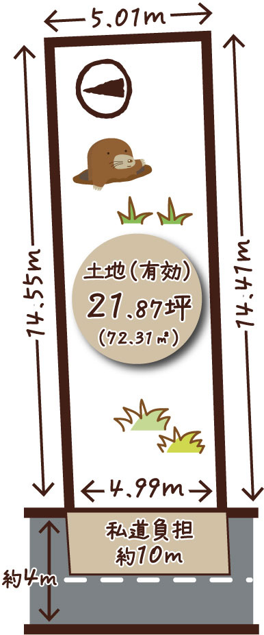 上桂御正町　建築条件無土地の土地図
