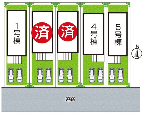 神戸市須磨区北落合　第2期　新築一戸建ての区画図|全5区画