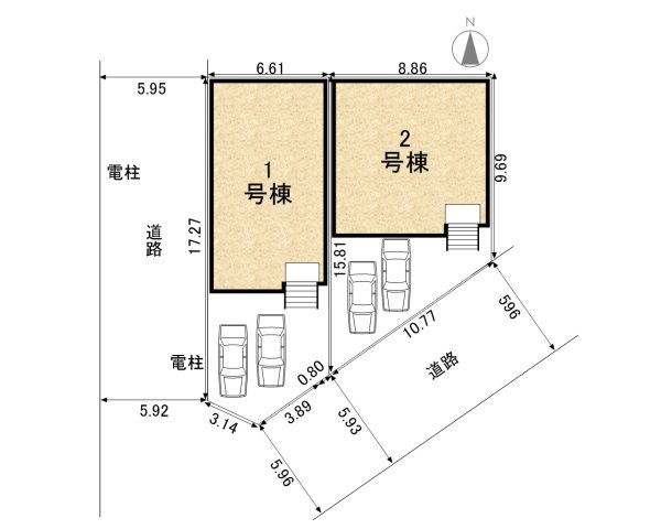 高浜市稗田町第6　新築一戸建の区画図|駐車並列2台可能