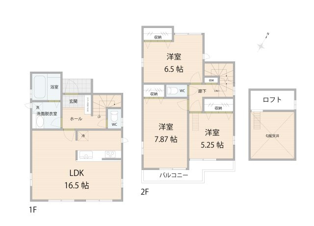 【間取り】 | 新座市栄4丁目　中古一戸建住宅　(保谷店) | 季節ものの収納に便利なロフト付き3LDKの間取り。
全居室2面採光の為、心地よい風が入ります。