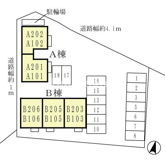 ヴィラ・シャロム Ｂ棟の区画図