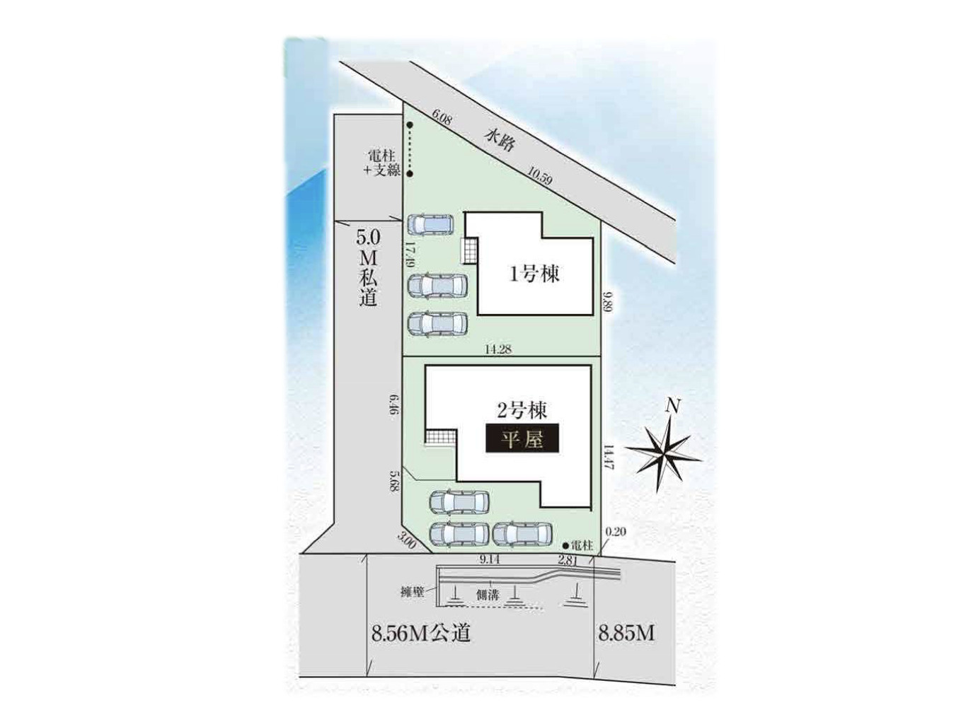 【新築住宅】小川町小川 全2棟の区画図
