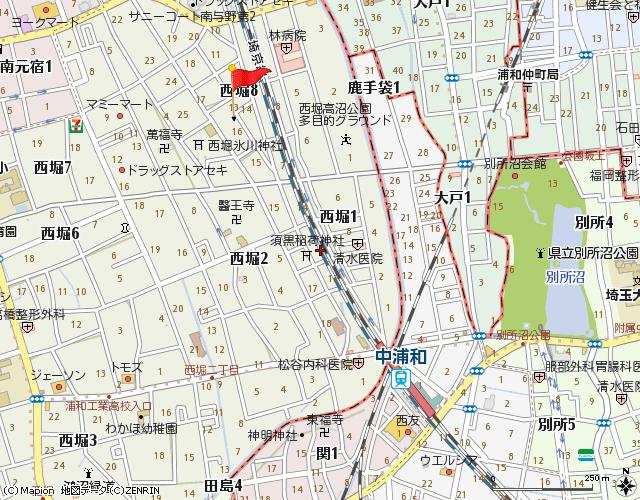 ヨウコースクウェア中浦和EASTの地図
