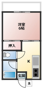 お一人暮らしの方にお勧めの１Ｋタイプのお部屋です。