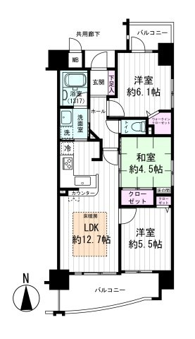 【間取り】 | プロパレス平野背戸口フィエルテ | 床暖房・浴室乾燥機は使用不可（床暖房は給湯器を交換すると使用可能）になります。