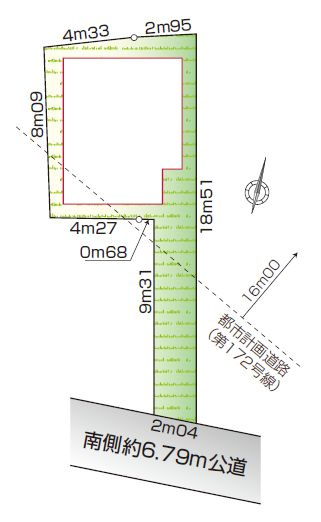 【区画図】 | 練馬区旭丘２丁目　新築戸建て | 前面道路から奥まった旗竿地でプライバシーも確保しやすい