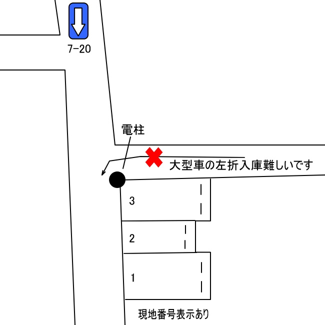 岡山市北区富町１丁目の駐車場の区画図