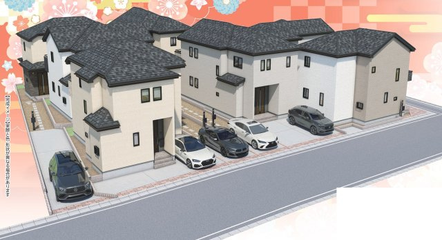 松戸市古ケ崎新築戸建【北部小学校：6分】の外観パース|完成予想図