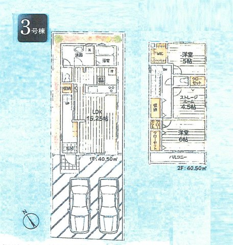 立川市上砂町3丁目　新築戸建全2棟の区画図