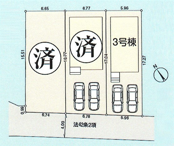 立川市上砂町3丁目　新築戸建全2棟の区画図