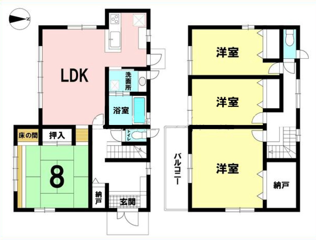 【中古戸建】伊勢崎市連取本町の間取り|■間取り図｜敷地面積：199.93（約60.47坪）　建物面積：136.03（約41.14坪）