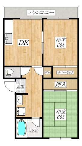 メゾン礒部の間取り|駅徒歩8分の2DK☆彡新生活にぜひ！
