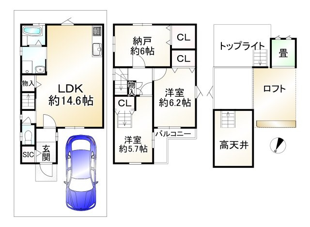 【中古戸建】長岡京市一文橋2丁目「長岡京駅」4LDKの間取り