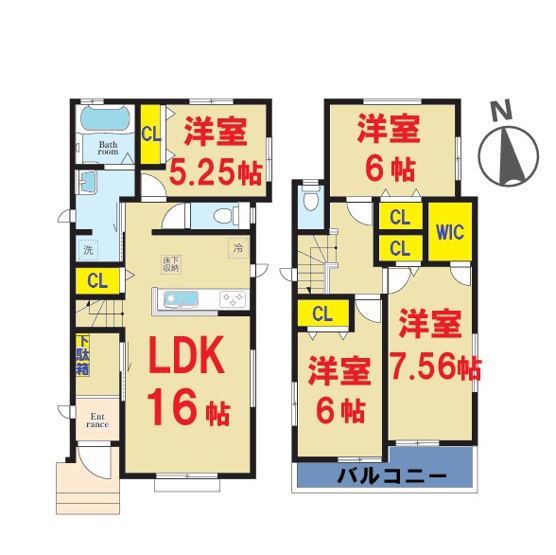【間取り】 | 印西市木下B号棟 | 即日のご見学も可能です。お気軽に0476-37-3888までお問合せ下さい。